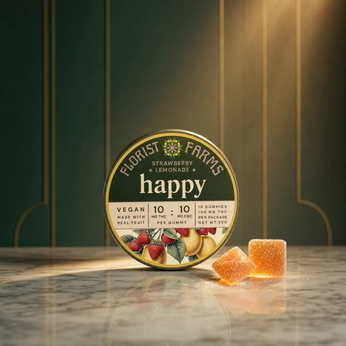 Edibles — Florist Farms Happy strawberry lemonade gummy tin
